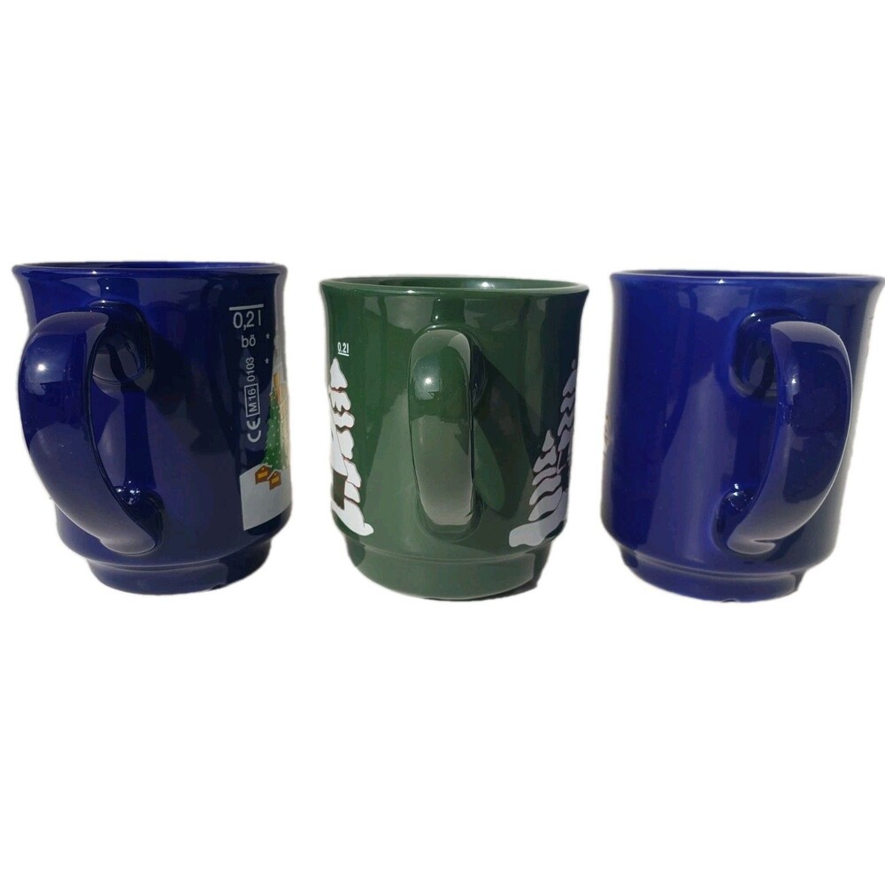Weihnachtsmarkt Christmas Market Germany Lot Of 3 Coffee Mug Cup Green Blue EUC - Picture 5 of 15